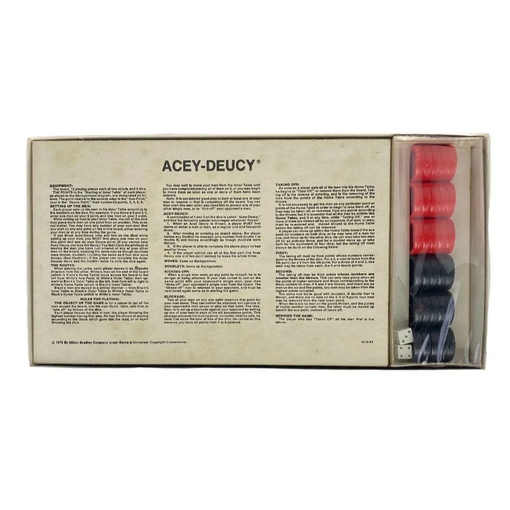 Vtg 1973 Milton Bradley Backgammon and Acey Deucy 4319 Board Game -Pieces Sealed